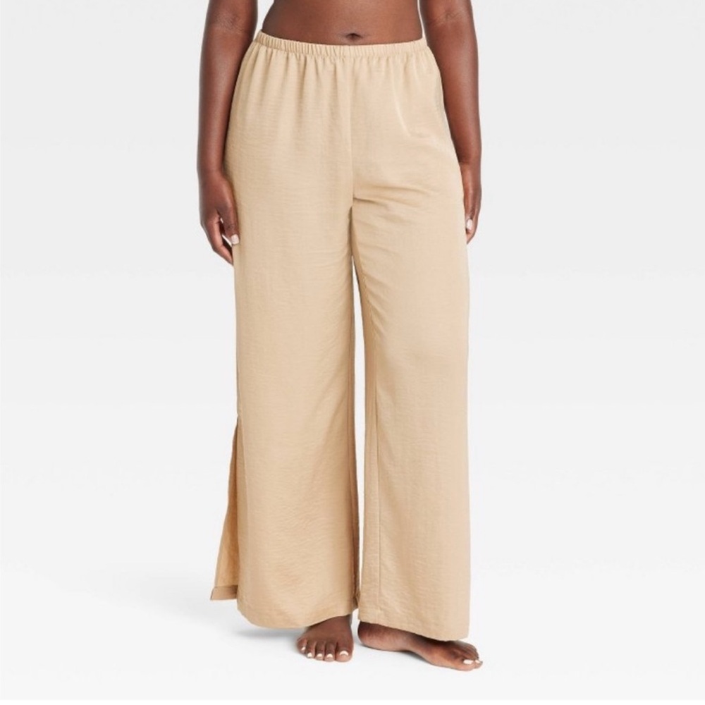 Target Women's Beige Wide-Leg‎ Pajama Pants XL NWT